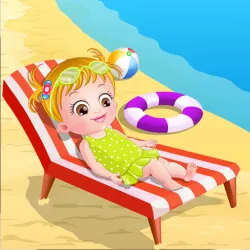 baby hazel op het strand