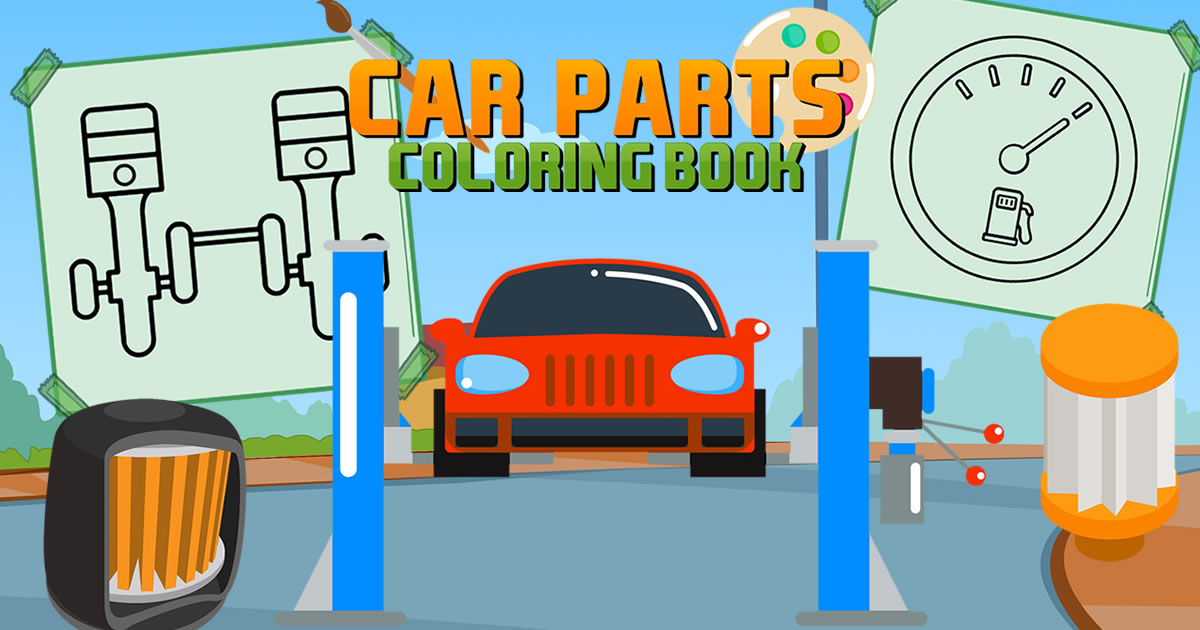 Car Parts Coloring Book - 汽車零件圖畫書